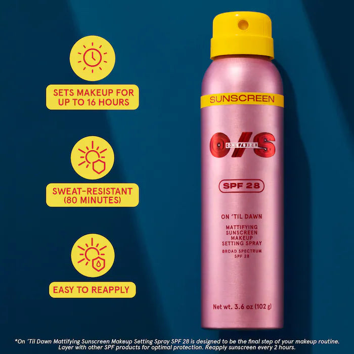 One Size- On 'Til Dawn Mattifying Sunscreen Makeup Setting Spray SPF 28 (142mL)