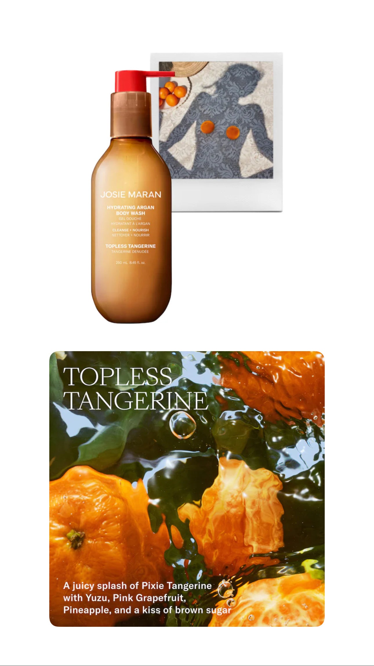 Josie Maran- Hydrating + Cleansing Argan Refillable Body Wash